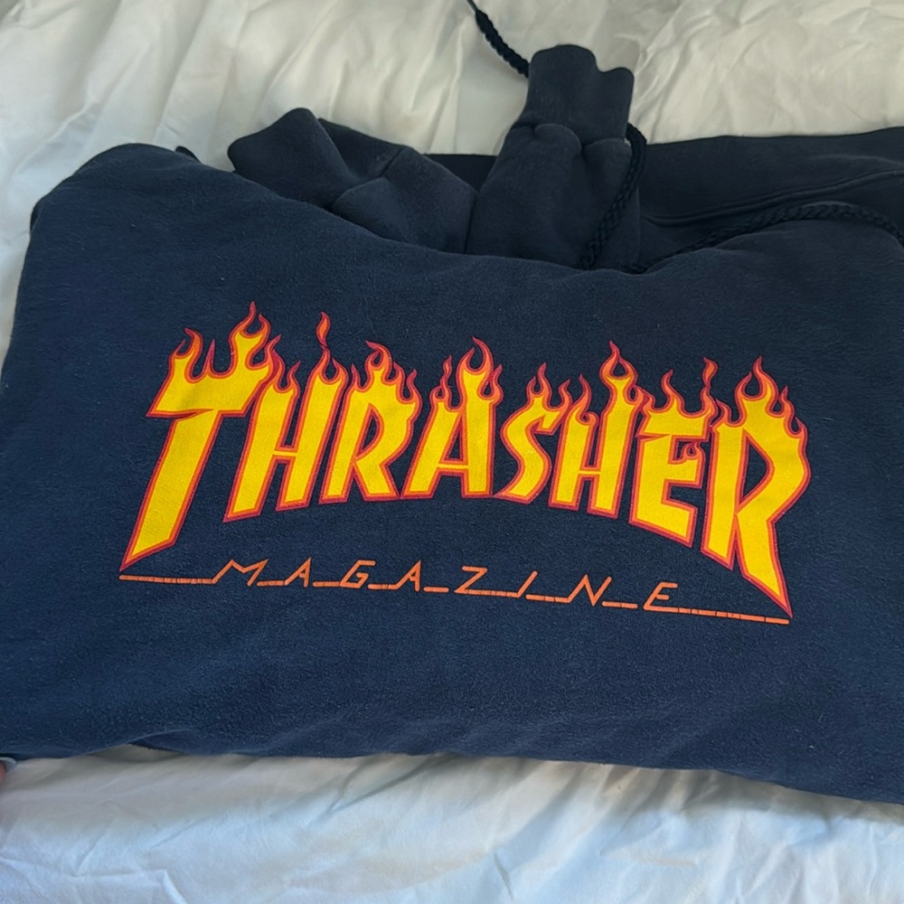 Navy blue thrasher hoodie